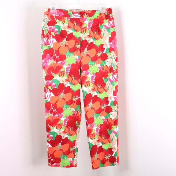 Worthington Women's 12 (M/8) 90's Y2K Colorful Floral Resort Cropped Capri Pants - Picture 1 of 9